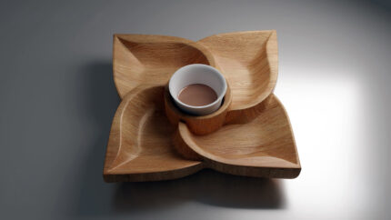 Drveni poslužavnik u obliku cveta