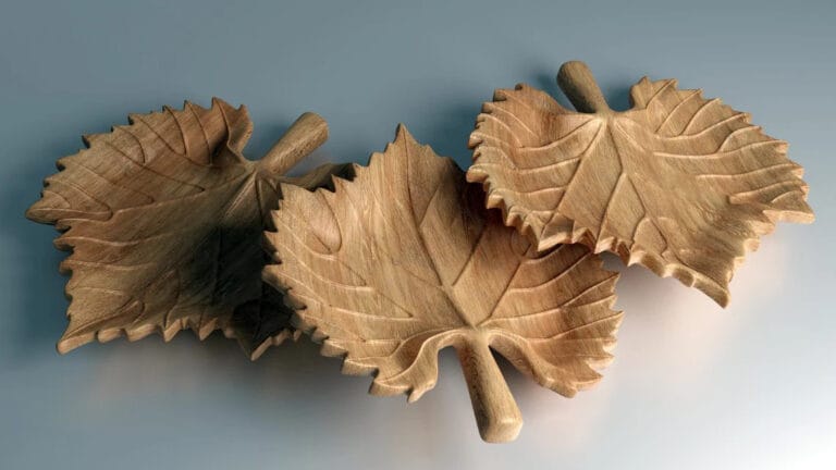 Drveni poslužavnik u obliku lista vinove loze